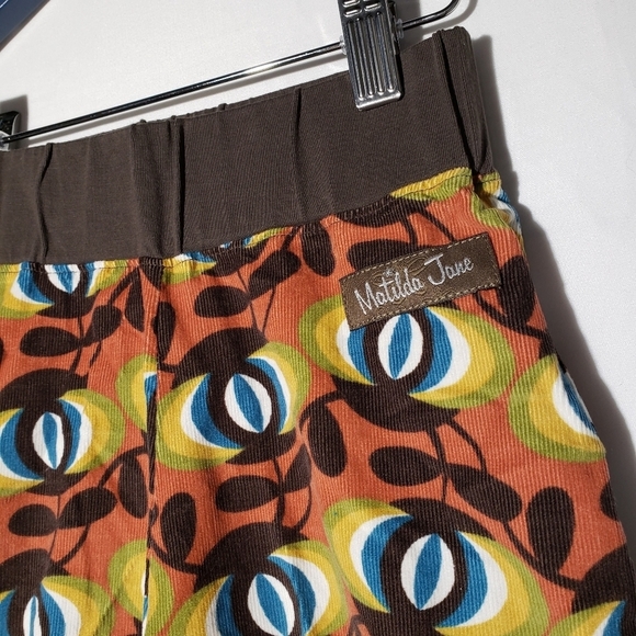 Matilda Jane Mod Wide Leg Corduroy Pants Girls 4 Brown Rust Blue Pull On Cord - Picture 2 of 7